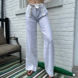 Topshop Linen white paper bag pants